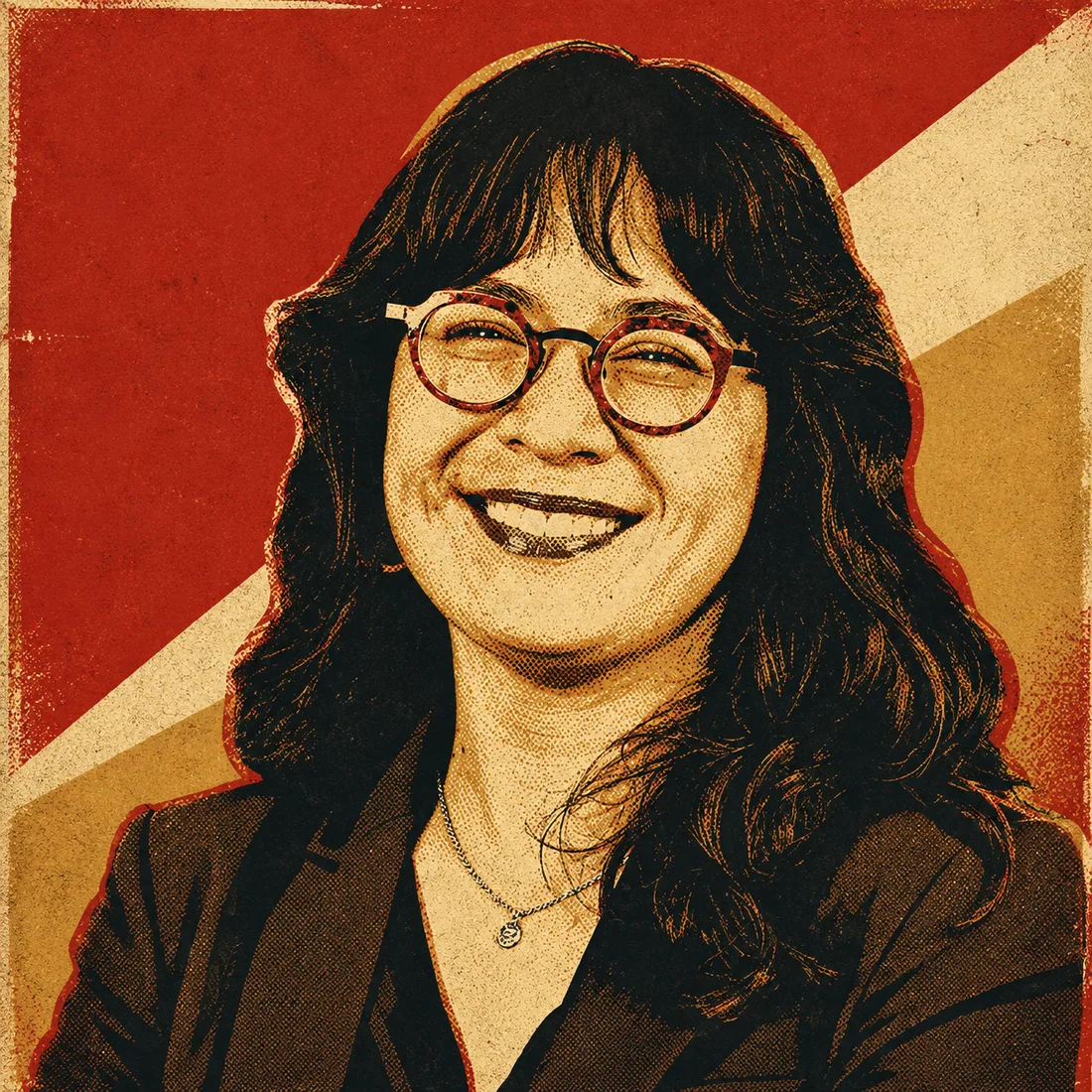 Poster-style portrait of New York Assemblymember Claire Valdez