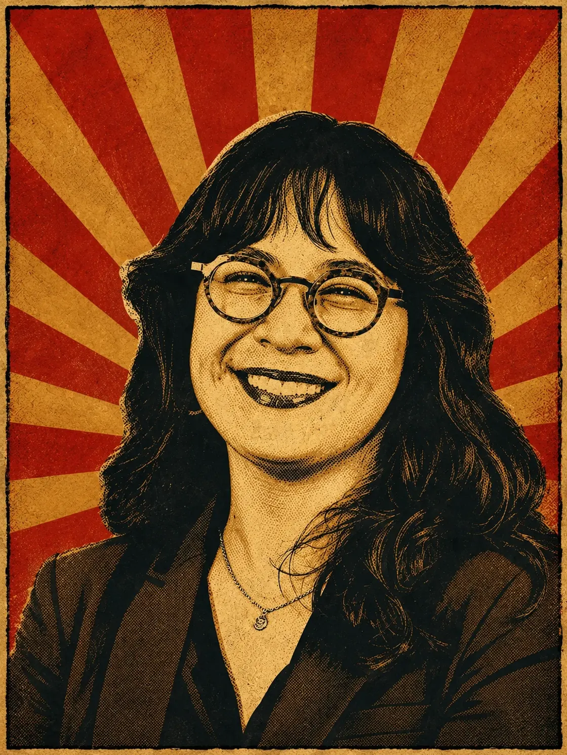 Poster-style portrait of New York Assemblymember Claire Valdez