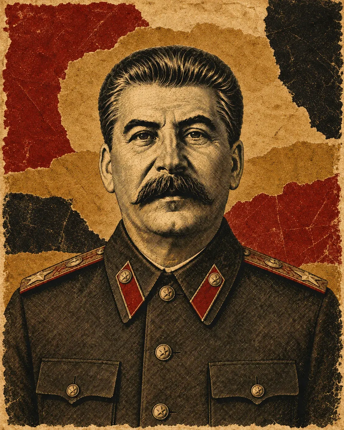 Poster-style historical portrait of Joseph Stalin