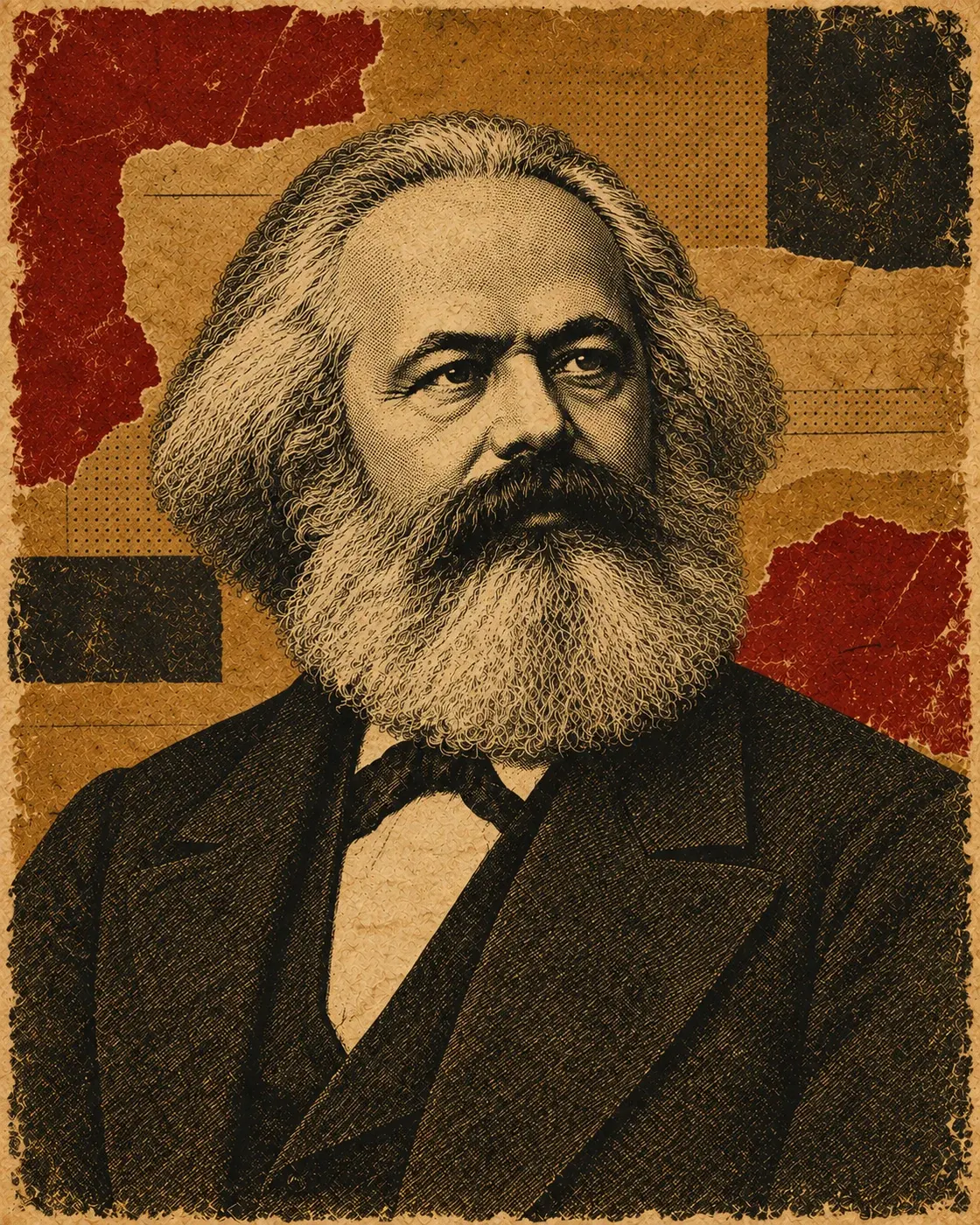Original dossier-poster art of Karl Marx