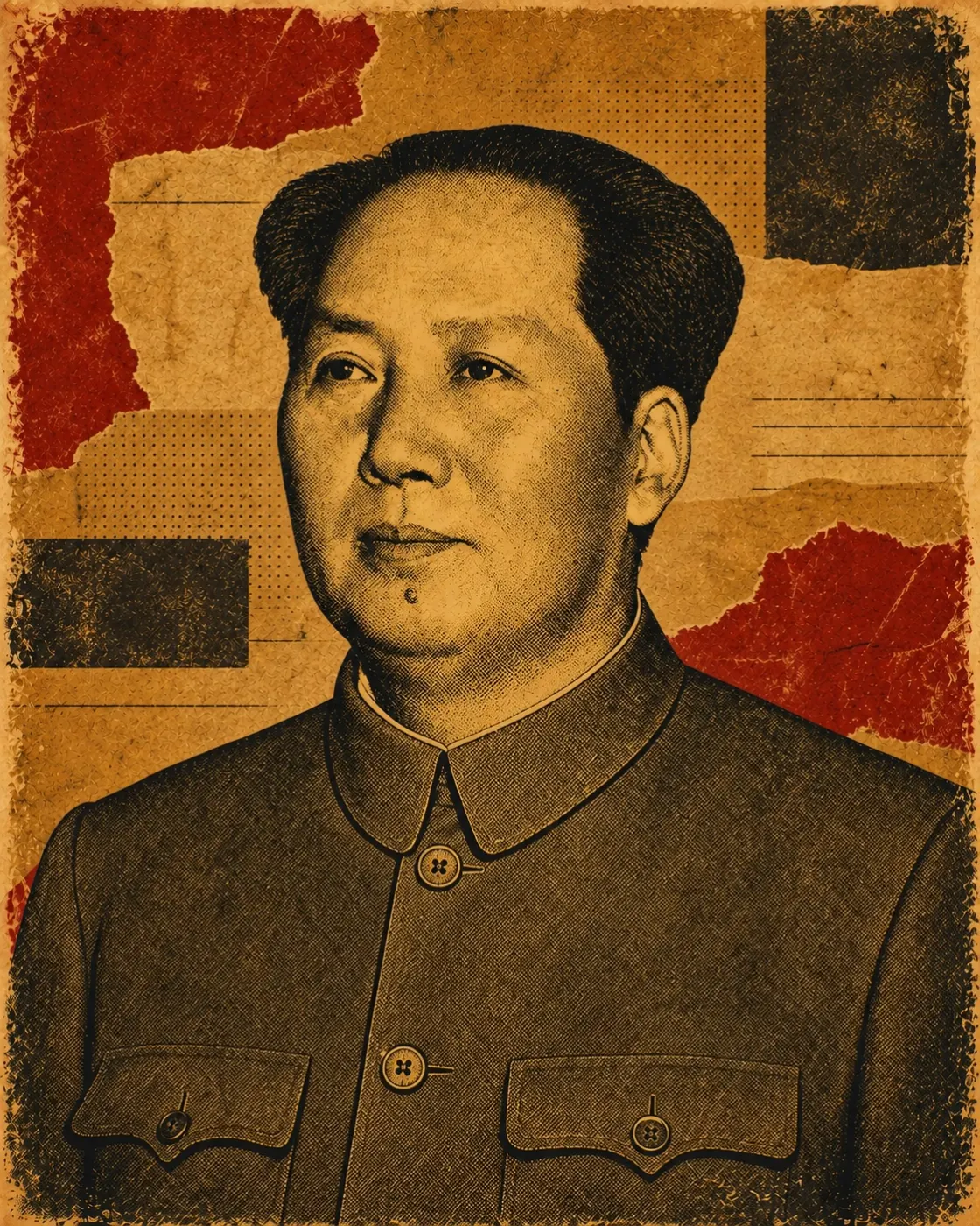 Poster-style historical portrait of Mao Zedong