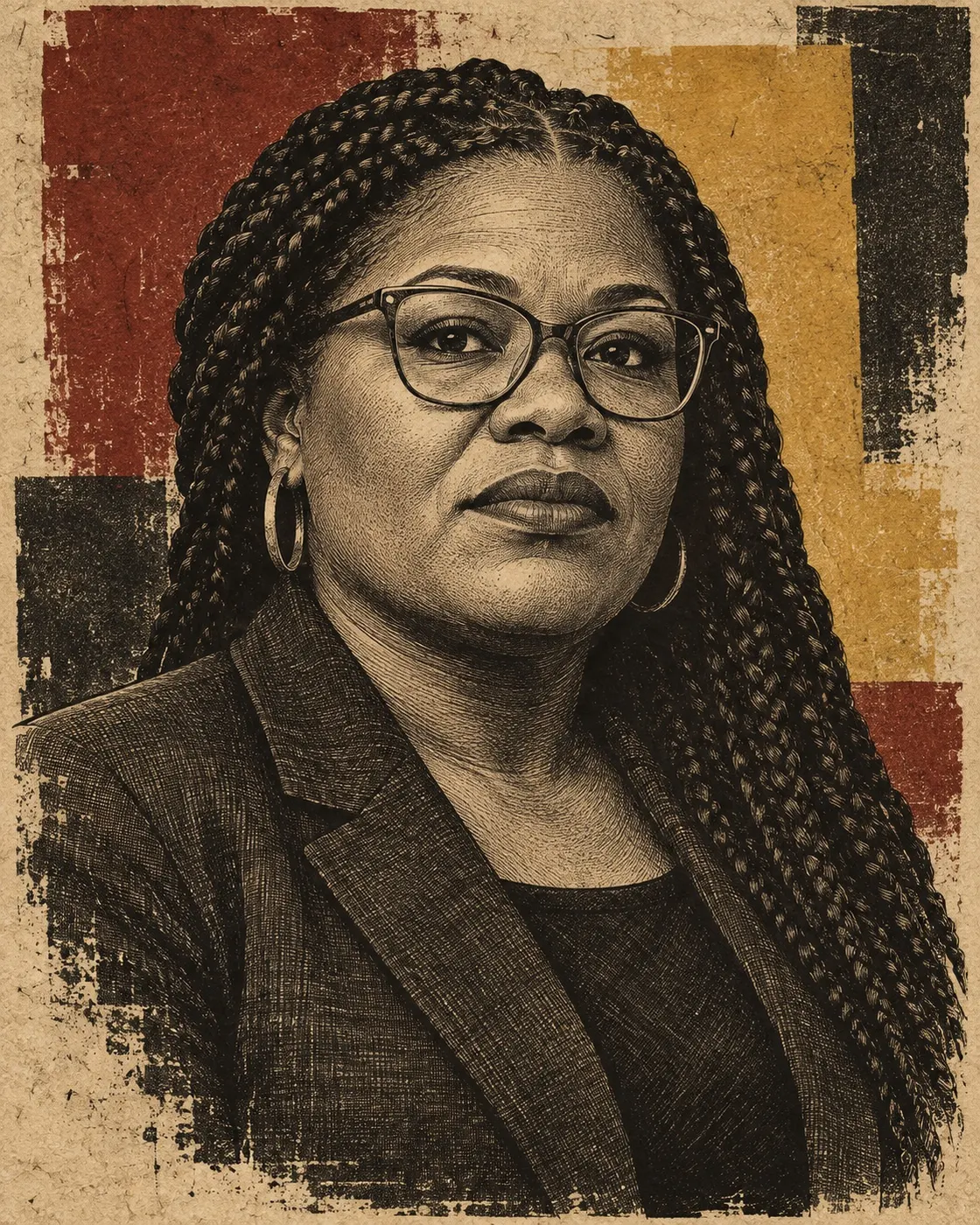 Poster-style portrait of Cori Bush