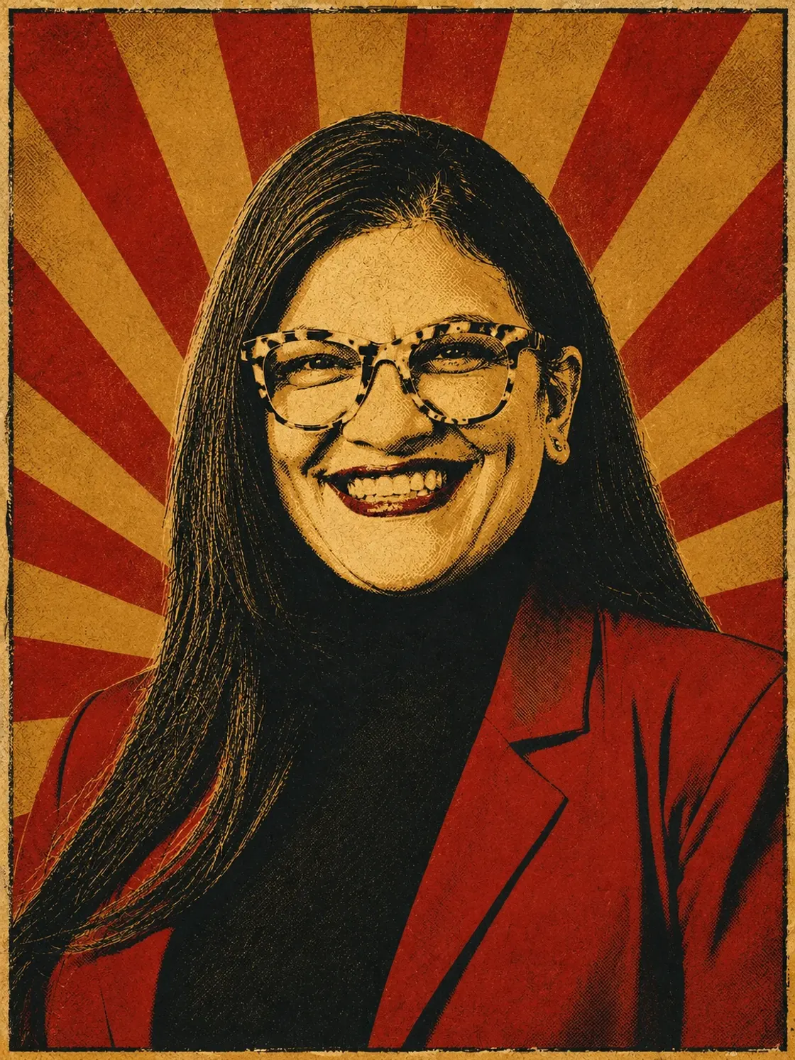 Poster-style portrait of Representative Rashida Tlaib